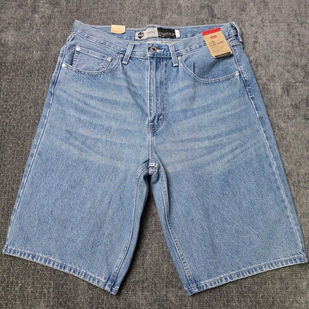 NWT Levis Silvertab Jorts Loose Mens 34 Light Wash 12" Inseam Denim Shorts Y2K